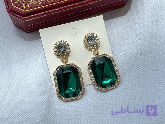 گوشواره زمرد میخی — تصویر 1