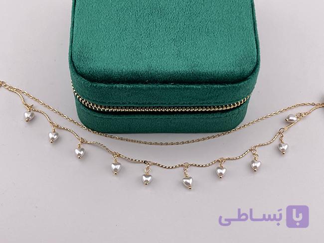 پابند دو لاین با آویز مروارید قلبی شکل — تصویر 1