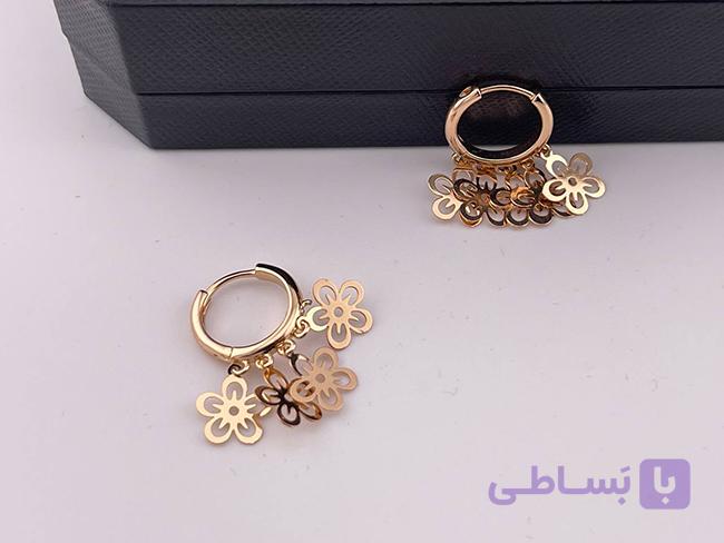 گوشواره حلقه ای با آویز چهار گل — تصویر 1