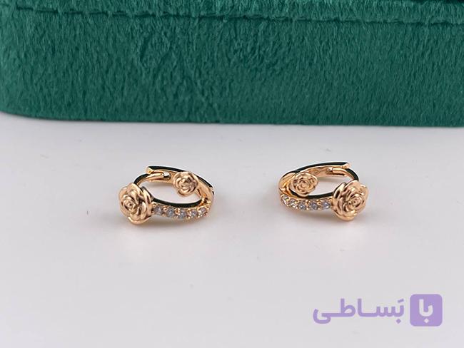 گوشواره حلقه ای طرح گل طلایی ژوپینگ — تصویر 1