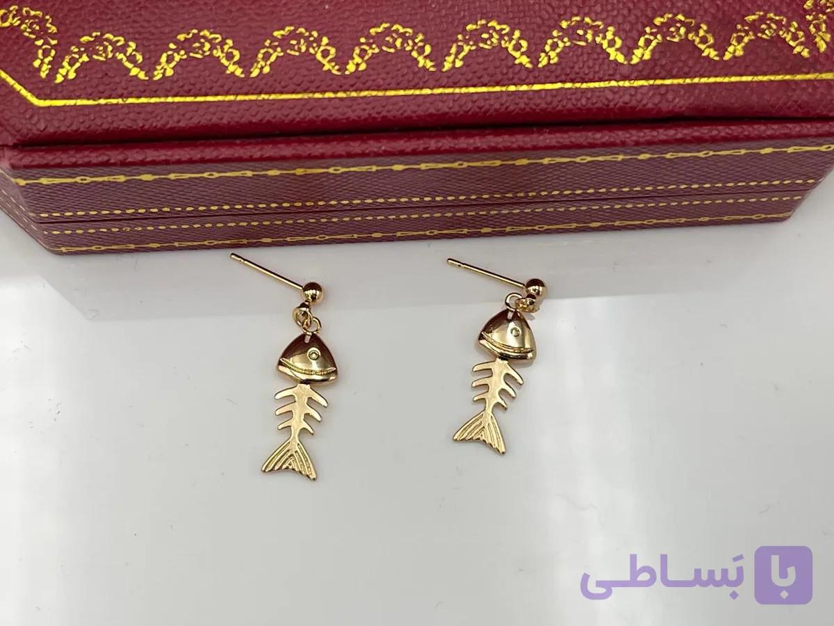 گوشواره ژوپینگ طرح اسکلت ماهی — تصویر 1