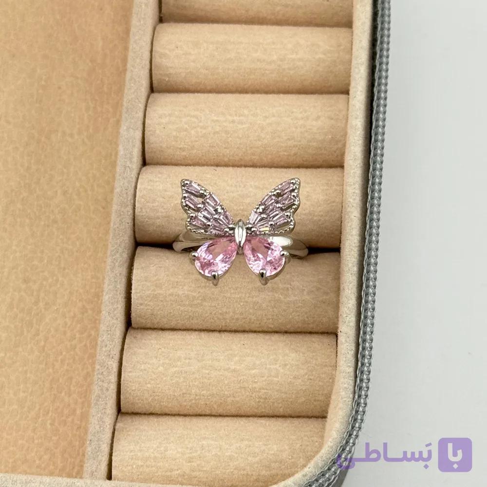 انگشتر زنانه نقره‌ای طرح پروانه — تصویر 1