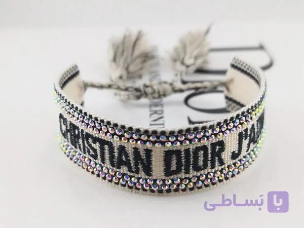 دستبند کرمی دیور نگین دار — تصویر 1