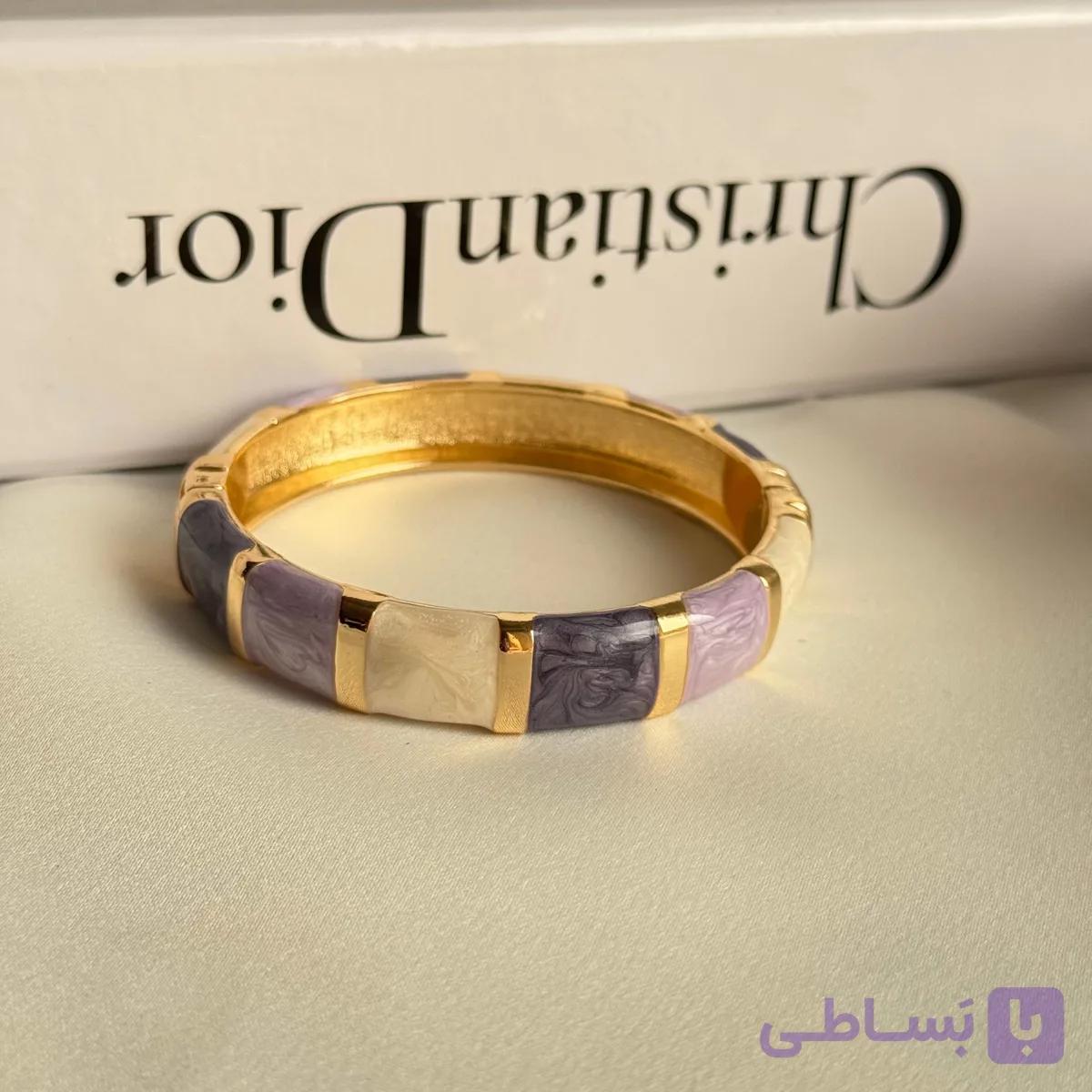 دستبند میناکاری بنفش و سفید — تصویر 1