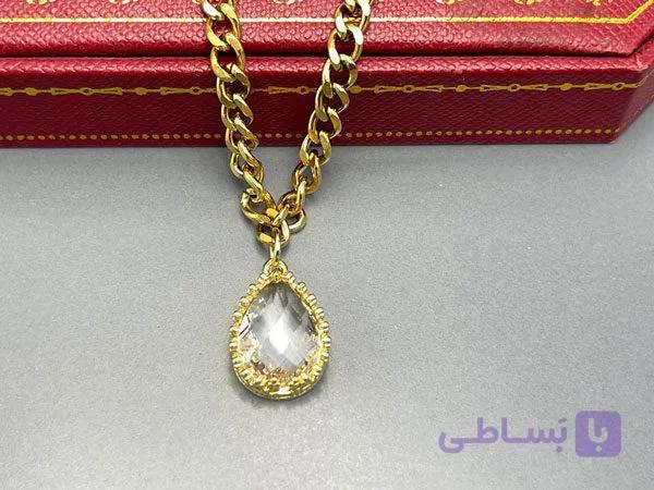 گردنبند کریستالی زرد با زنجیر کارتیر — تصویر 1