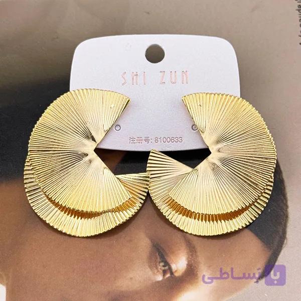گوشواره گرد چین‌دار فلزی — تصویر 1