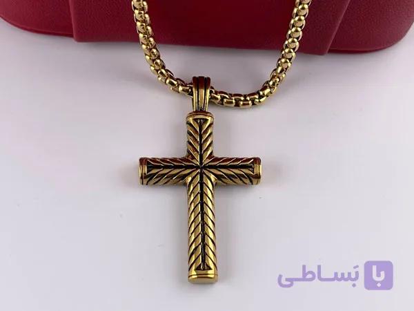 گردنبند مردانه استیل صلیب — تصویر 1