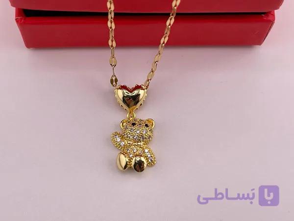 گردنبند طرح خرس بامزه طلایی — تصویر 1