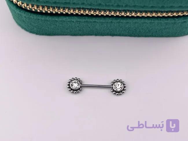 پیرسینگ نیپل نگین تیتانیوم — تصویر 1