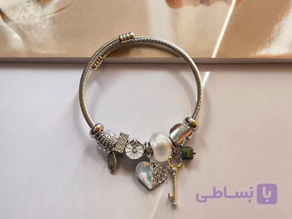 دستبند پاندورا نقره ای استیل کد 1 — تصویر 1