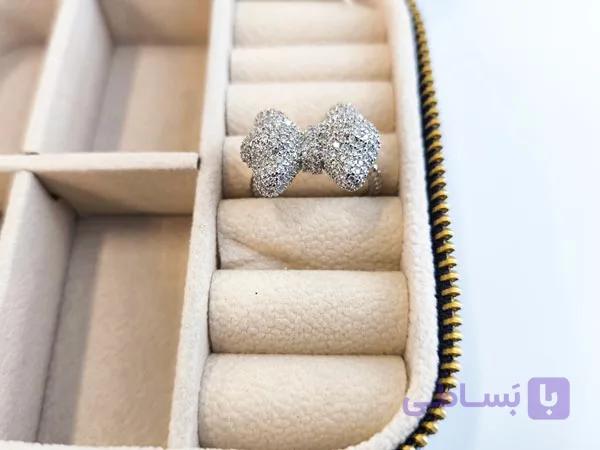 انگشتر پاپیونی نگین مخراج فری سایز کد 10861 — تصویر 1