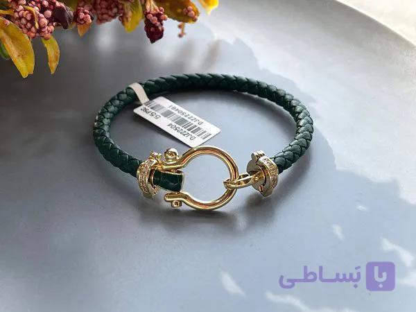 دستبند امگا سبز سگک طلایی — تصویر 1