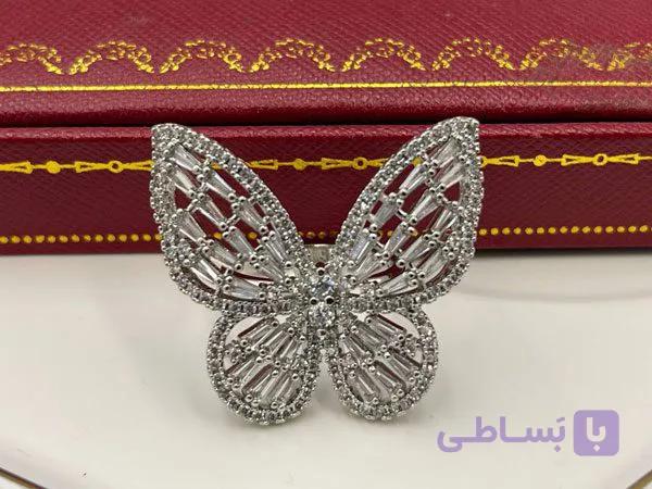 انگشتر طرح پروانه نگین دار — تصویر 1