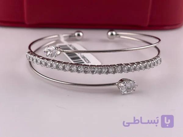بنگل فری سایز ظریف نگین دار — تصویر 1