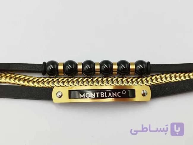 دستبند مردانه چرم مون بلان سه لاین — تصویر 1