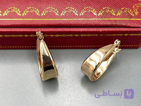 گوشواره زنانه ژوپینگ ساده طلایی — تصویر 1