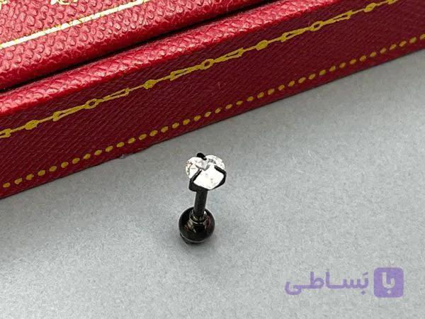 پیرسینگ گوش تک نگین طرح قلب — تصویر 1