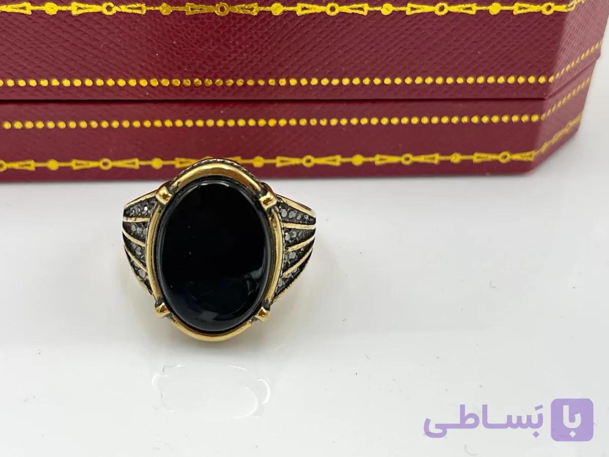 انگشتر سنگ مشکی مردانه — تصویر 1