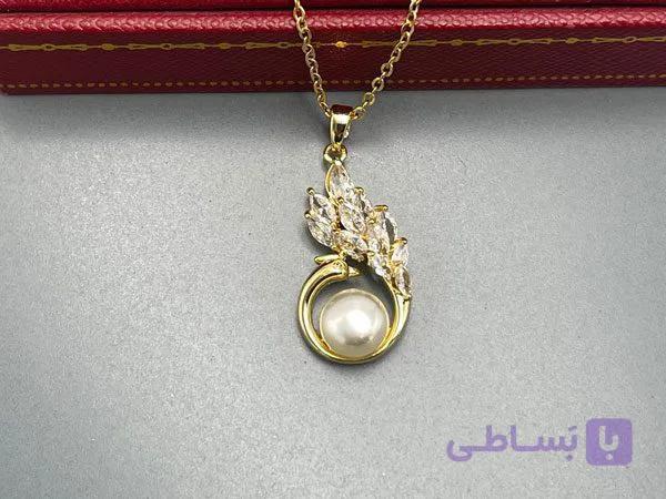 گردنبند مرواریدی طلایی — تصویر 1