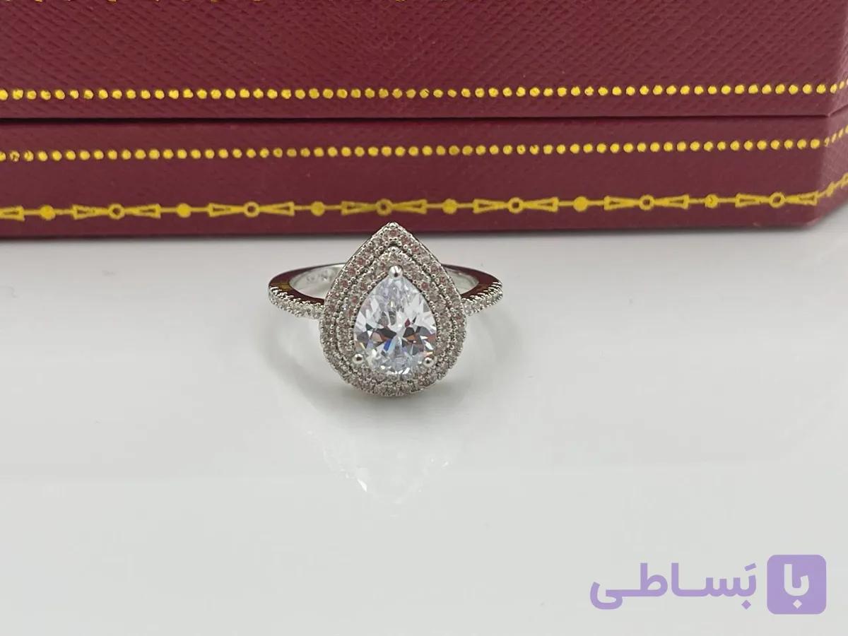 انگشتر تک نگین طرح اشک — تصویر 1