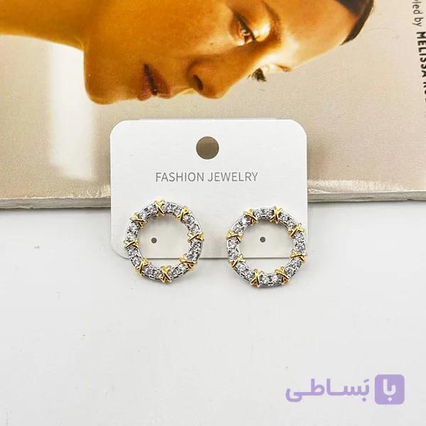 گوشواره حلقه‌ای طلایی با طرح‌های برجسته — تصویر 1