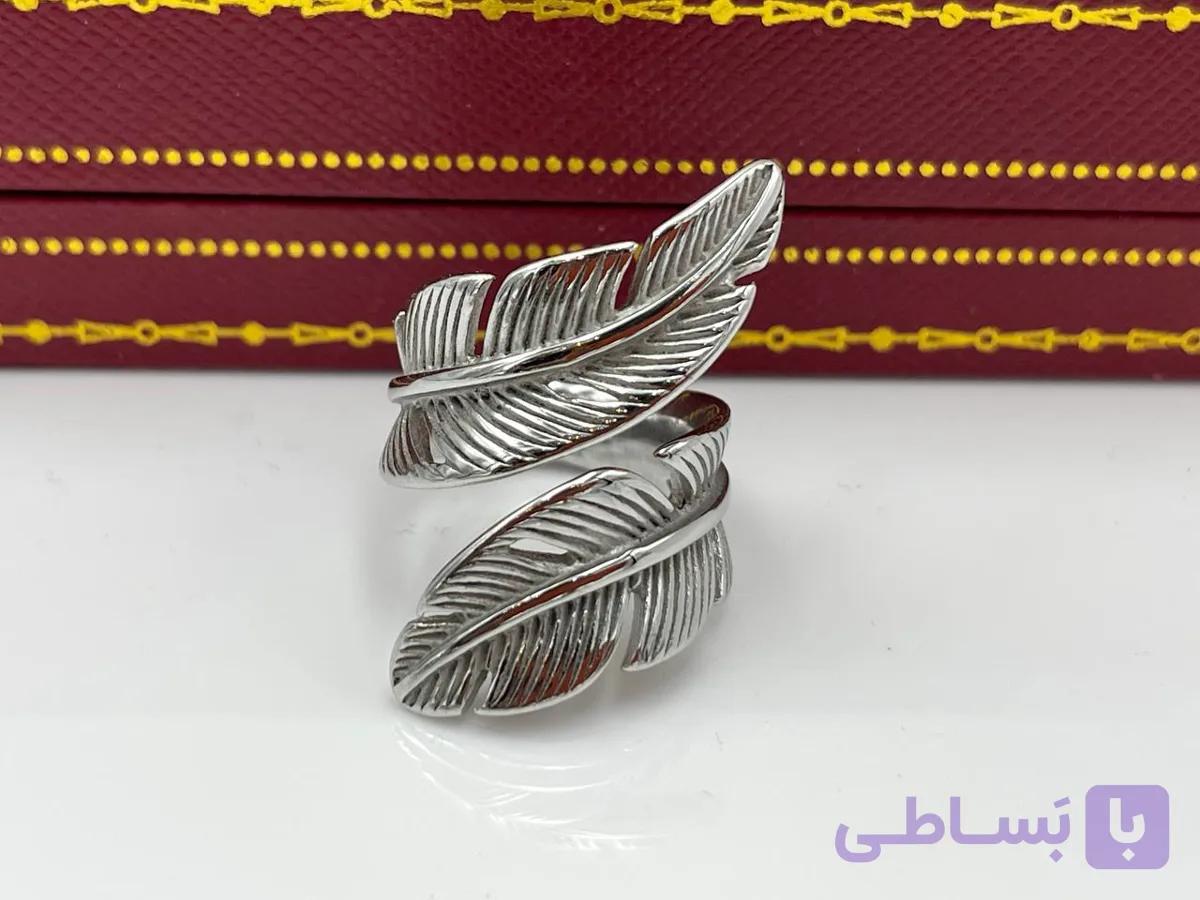 انگشتر طرح برگ نقره ای — تصویر 1