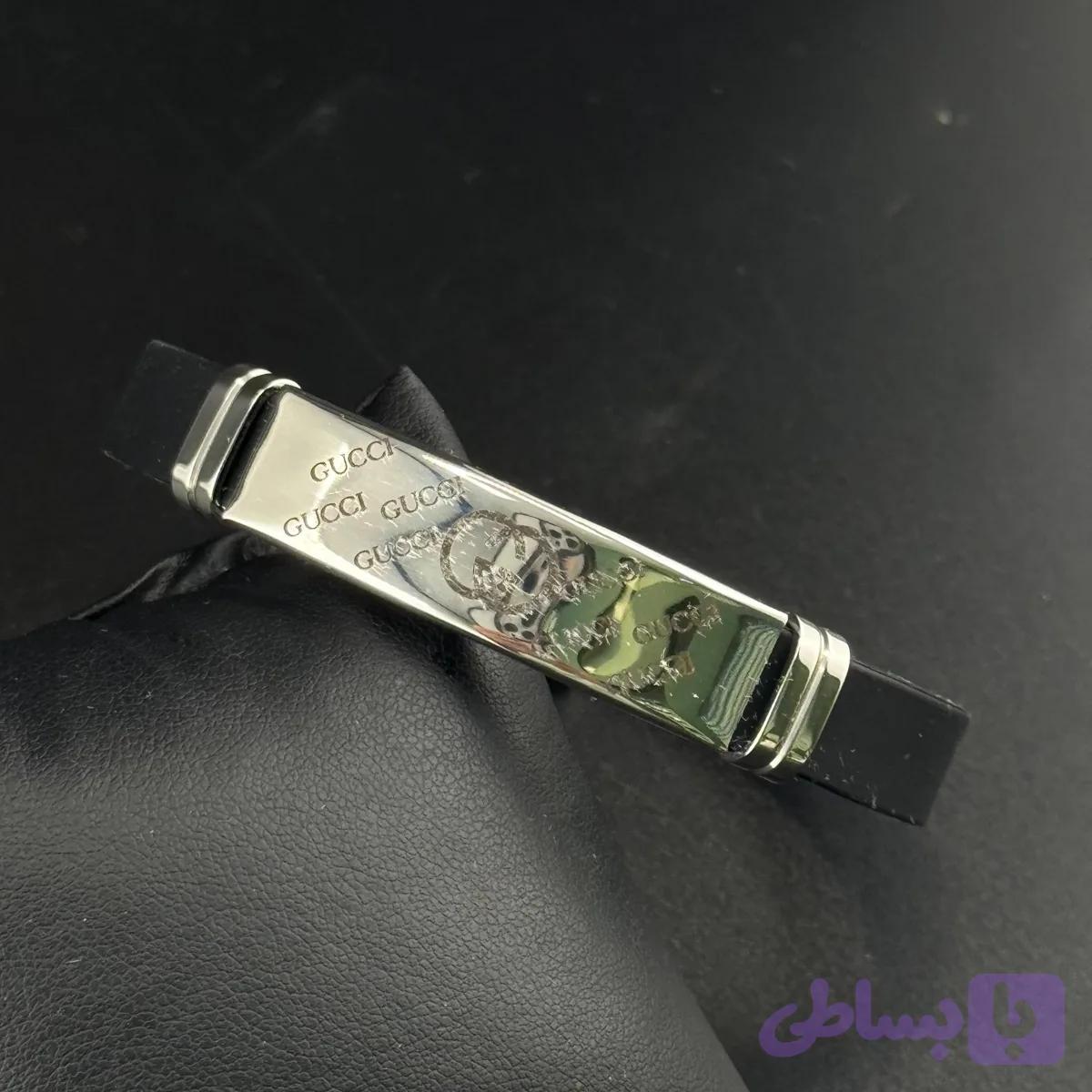 دستبند مردانه چرم سیلیکونی اسپرت طرح GUCCi — تصویر 1