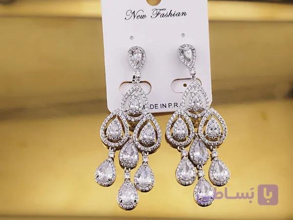 گوشواره طرح جواهر مجلسی اشکی — تصویر 1