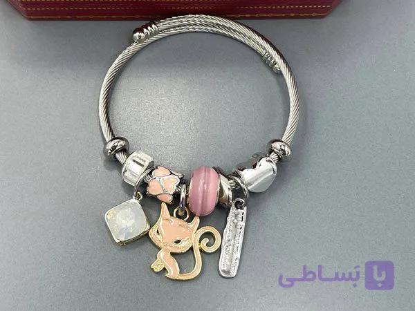 دستبند پاندورا مدل گربه ملوس یاسی — تصویر 1