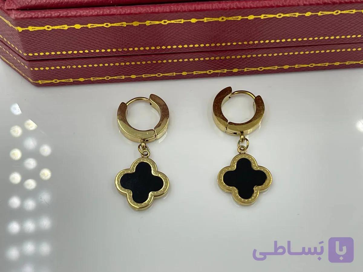 گوشواره ونکلیف حلقه ای طلایی — تصویر 1