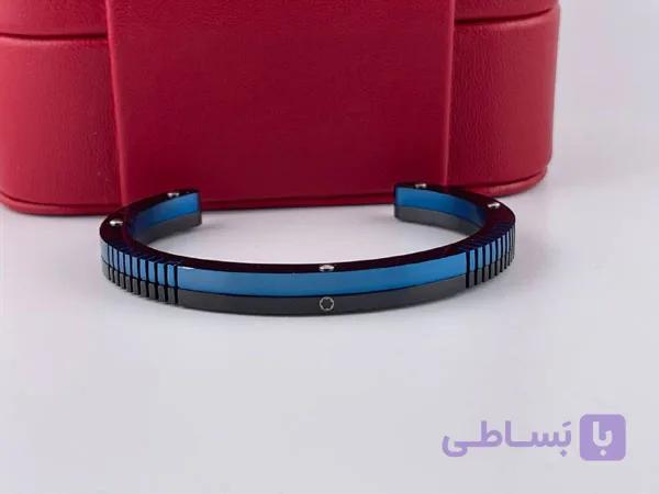 دستبند مردانه استیل مون بلان مشکی آبی — تصویر 1