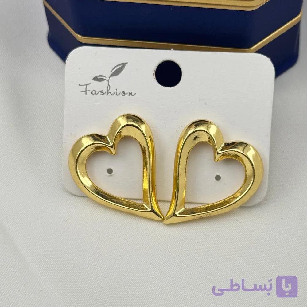 گوشواره قلبی مینیمال طلایی — تصویر 1
