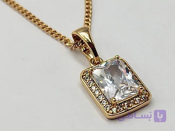 گردنبند زنانه تك نگين ژوپينگ رنگ طلايي کد A0241 — تصویر 1