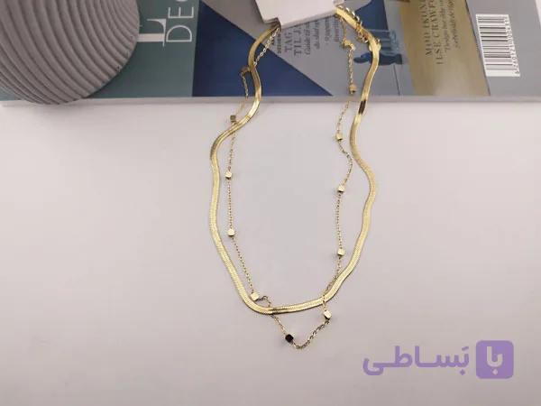 گردنبند هرینگبون طلایی دو لاین — تصویر 1