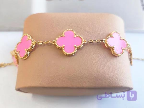 دستبند ونکلیف سرخ آبی زنجیری کد 10970 — تصویر 1