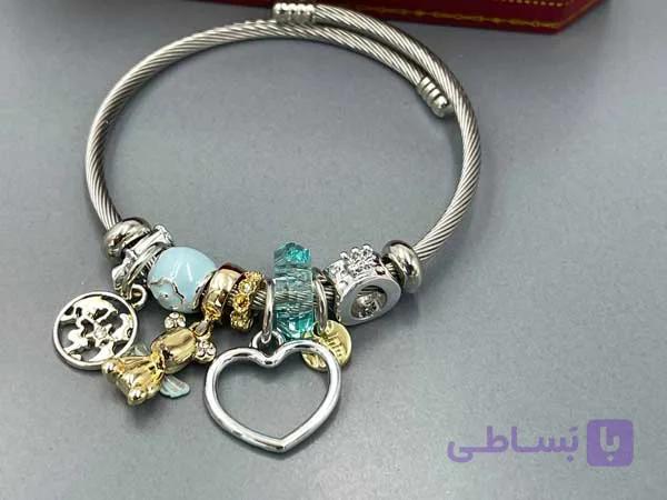 دستبند پاندورا قلب استیل — تصویر 1