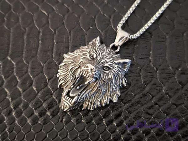 گردنبند گرگ خشمگین گنگ مردانه کد 10546 — تصویر 1