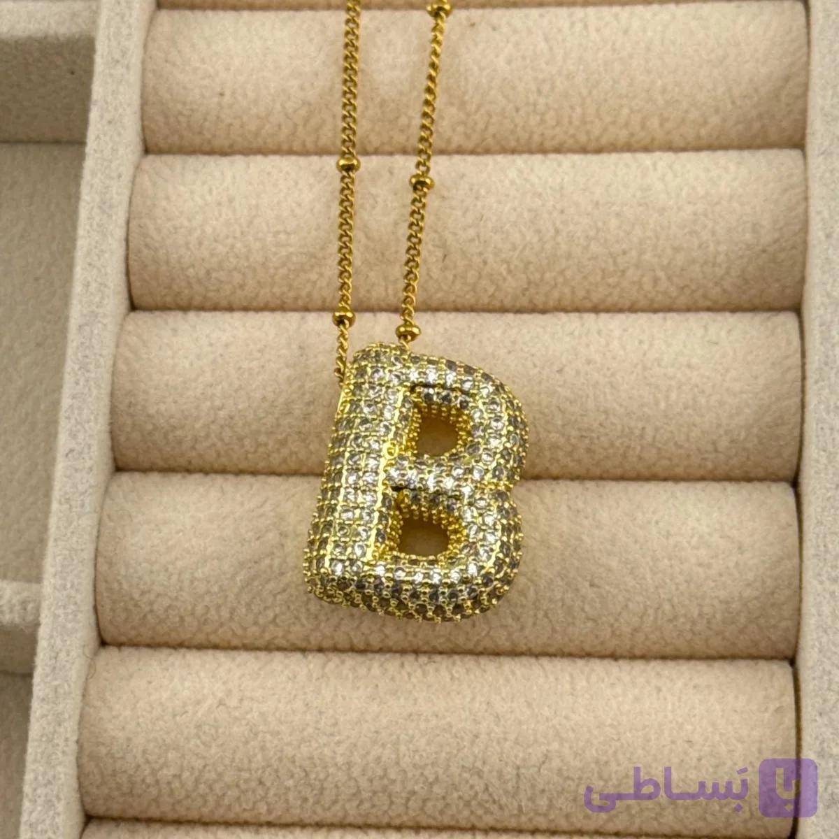 گردنبند حرف B طلایی — تصویر 1