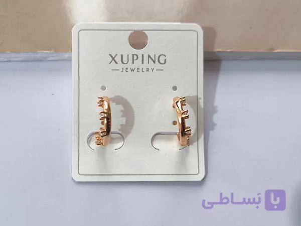 گوشواره حلقه ای جدید نگینی ژوپینگ کد 10586 — تصویر 1