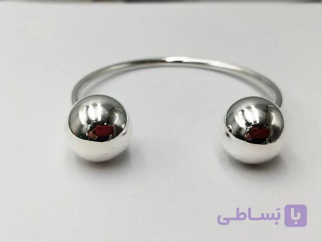 دستبند دو سرگوی نقره ای کد go115 — تصویر 1