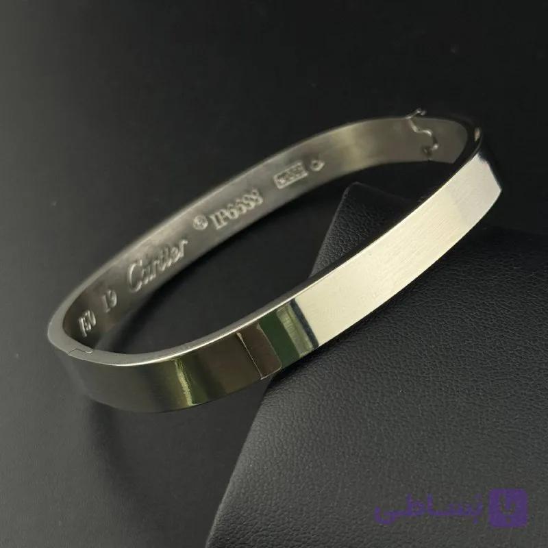 بنگل مردانه استیل مینیمال طرح کارتیه (Cartier) | در دو رنگ مشکی و سیلور — تصویر 1