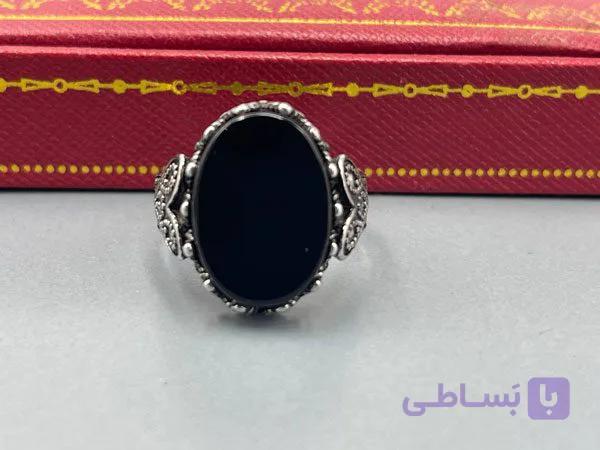 انگشتر مردانه سنگ مشکی با طرح خاص — تصویر 1