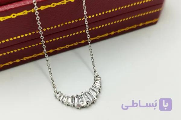 گردنبند استیل نیمه هلال نگین دار کد A04 — تصویر 1