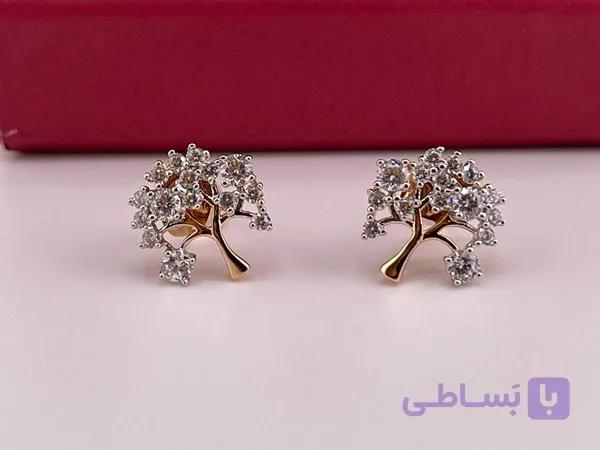 گوشواره طرح درخت نگین شیک — تصویر 1