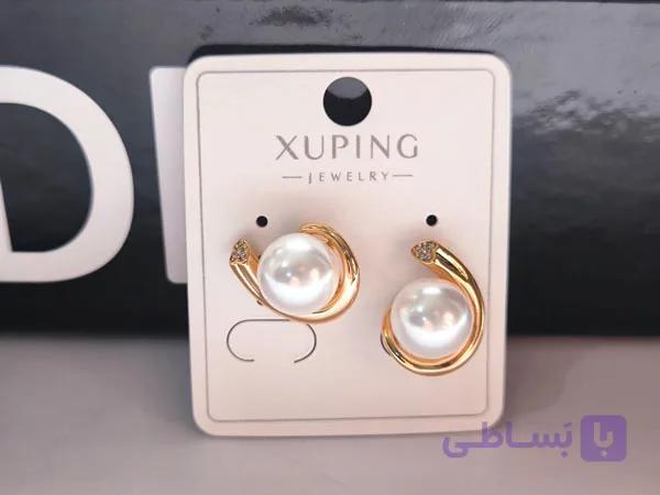 گوشواره مرواریدی ژوپینگ ظریف میخی کد 10508 — تصویر 1