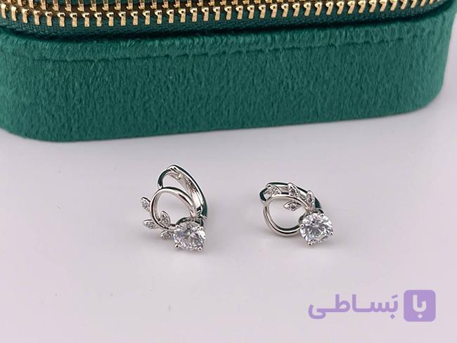 گوشواره تک نگین با طراحی شیک — تصویر 1