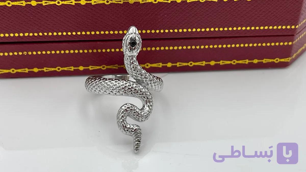 انگشتر مار نقره ای — تصویر 1