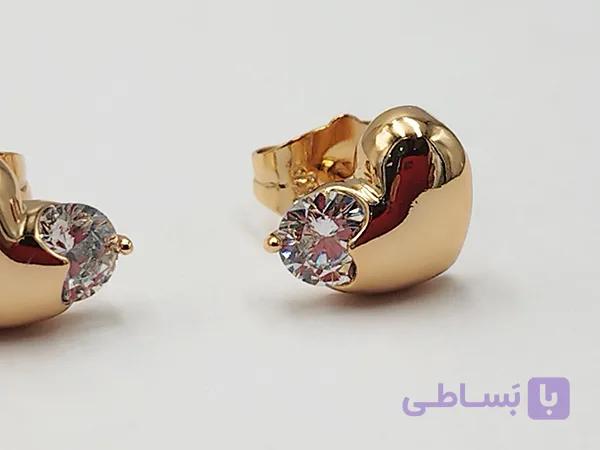 گوشواره زنانه قلب نگين دار ژوپينگ رنگ کد B0244 — تصویر 1