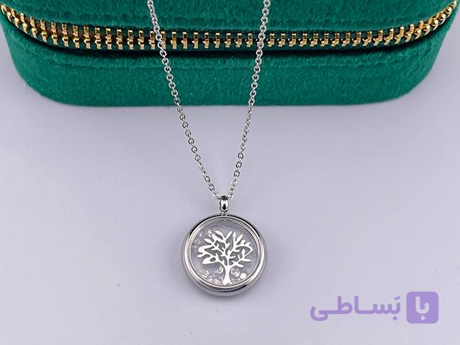 گردنبند طرح درخت زندگی نقره ای — تصویر 1