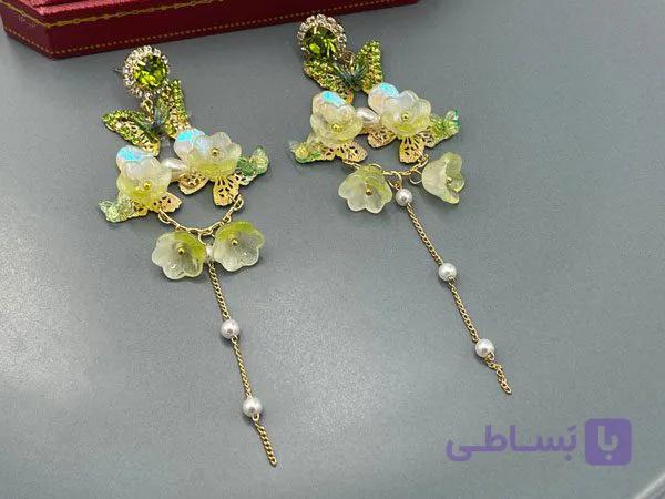 گوشواره مجلسی طرح هفت رنگ و پروانه — تصویر 1